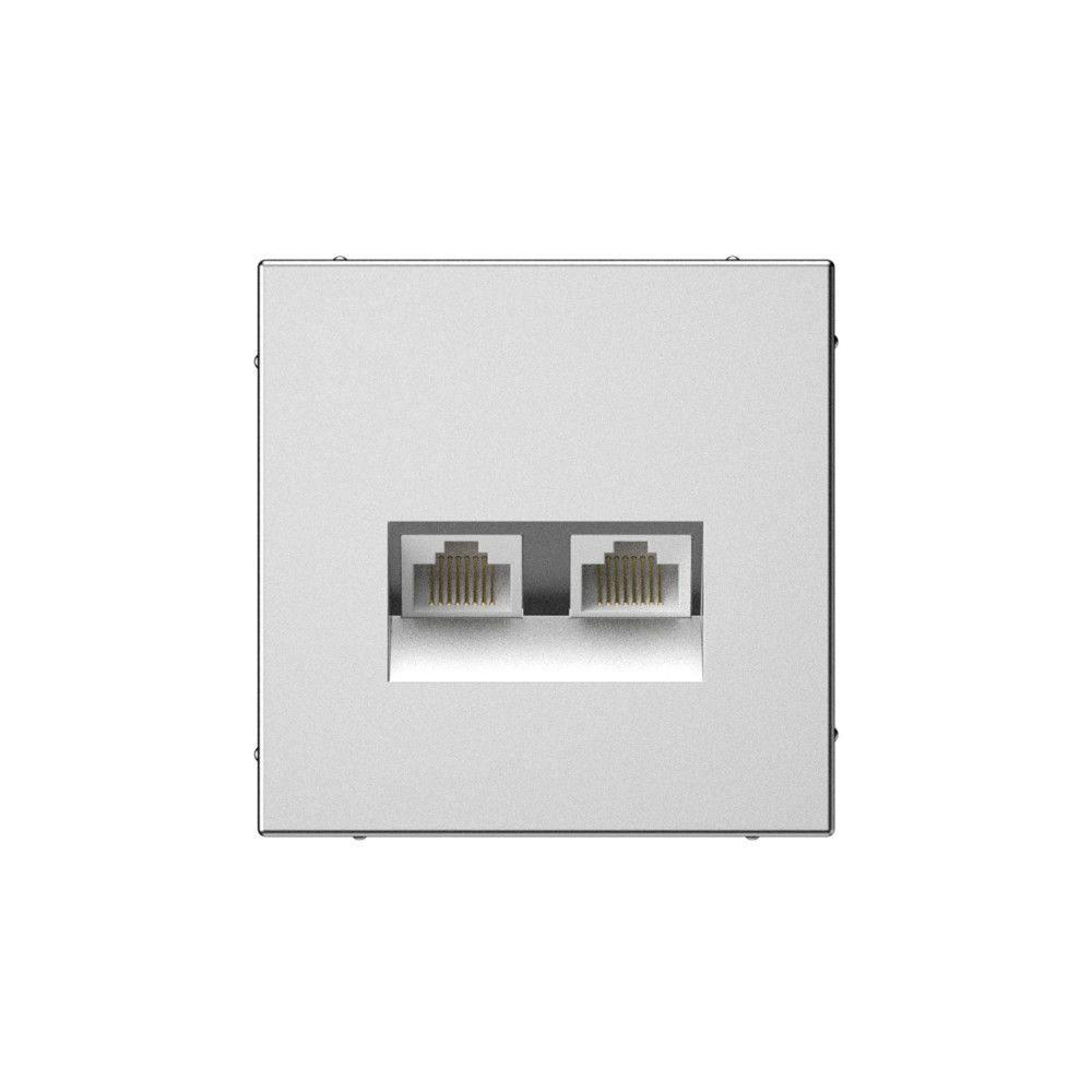 фото Механизм розетки интернет 2-ая RJ45+RJ4. кат. 5.  сталь ArtGallery GAL000985 SE от магазина Моя Электрика
