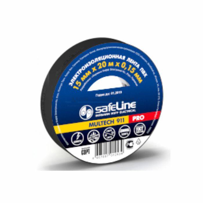 фото Изолента ПВХ 15мм/20м черный SafeLine от магазина Моя Электрика