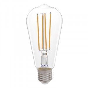 фото Лампа светодиодная ST64S 10Вт E27 4500K Filament прозрачная 655305 General от магазина Моя Электрика