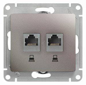 фото Механизм розетки комп. 2-ая Glossa RJ45+RJ45 платина SchE GSL001285KK от магазина Моя Электрика