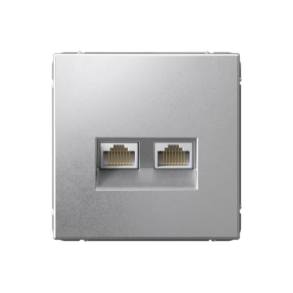 фото Механизм розетки двойная компьютерная ArtGallery RJ45+RJ45 кат. 6A алюминий GAL000388 SE от магазина Моя Электрика