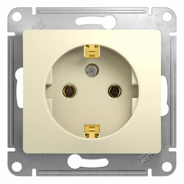 фото Механизм розетки 1-м Glossa 16А с заземл. бежевый SchE GSL000243 от магазина Моя Электрика
