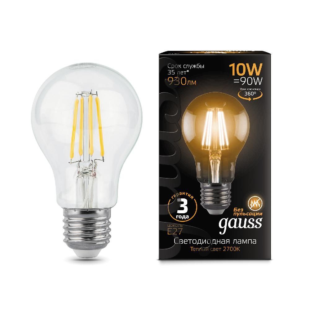 фото Лампа светодиодная А60 10W 930lm 2700К Е27 102802110 Gauss Filament от магазина Моя Электрика
