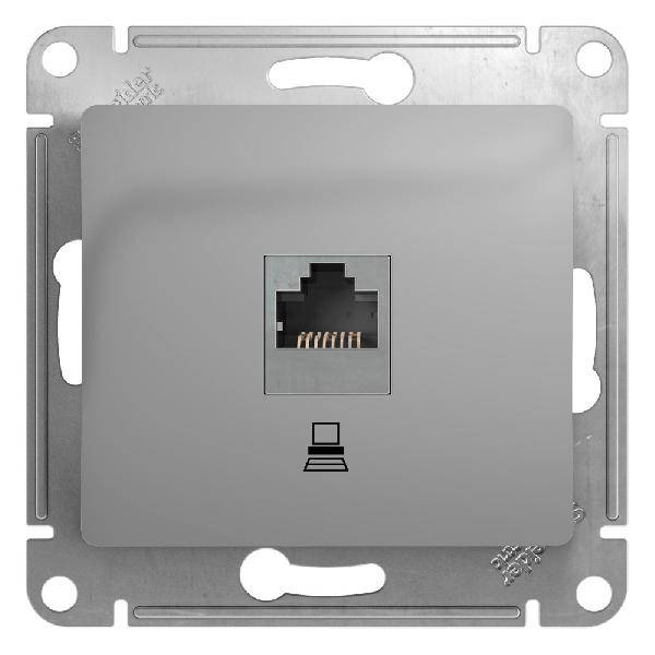 фото Механизм розетки комп. 1-м Glossa RJ45 алюминий SchE GSL000381K от магазина Моя Электрика
