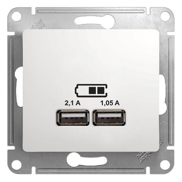 фото Механизм розетки USB 1-м Glossa 2х5В/1050мА белый SchE GSL000133 от магазина Моя Электрика