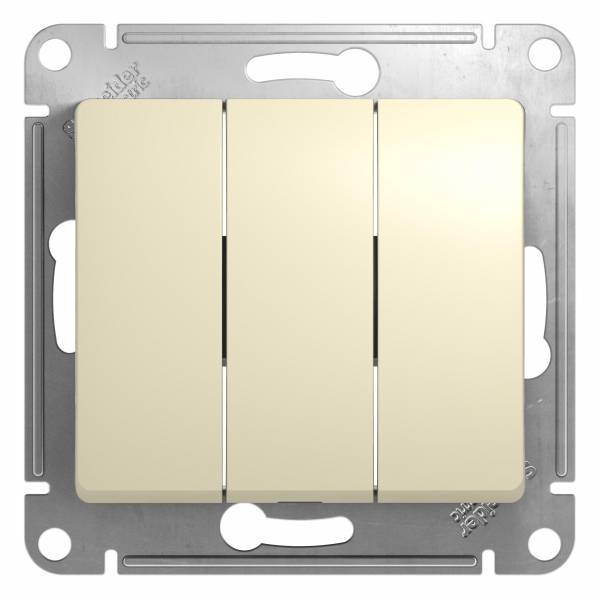 фото Механизм выключателя 3-кл. Glossa 10A бежевый SchE GSL000231 от магазина Моя Электрика
