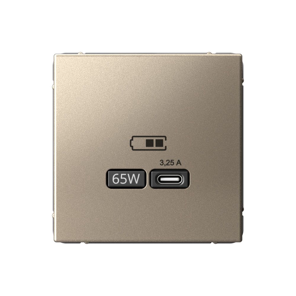 фото Механизм розетки USB ArtGallery тип C 65Вт QC PD высокоскор. ЗУ шампань GAL000527 SE от магазина Моя Электрика