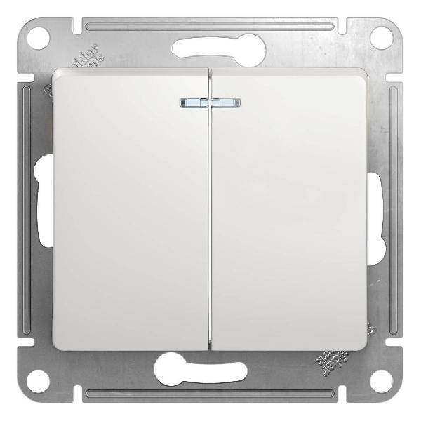 фото Механизм выключателя 2-кл. Glossa 10A с подсветкой бел. SchE GSL000153 от магазина Моя Электрика