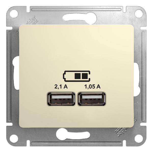 фото Механизм розетки USB 1-м Glossa 2х5В/1050мА бежевый SchE GSL000233 от магазина Моя Электрика