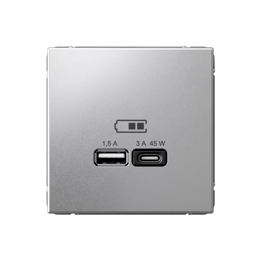 фото Механизм розетки USB ArtGallery тип A+C 45Вт QC PD высокоскор. ЗУ алюминий GAL000329 SE от магазина Моя Электрика