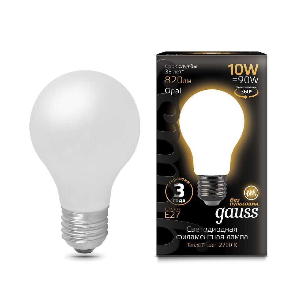 фото Лампа светодиодная А60 10W 820lm 2700К Е27 milky 102202110 Gauss Filament от магазина Моя Электрика