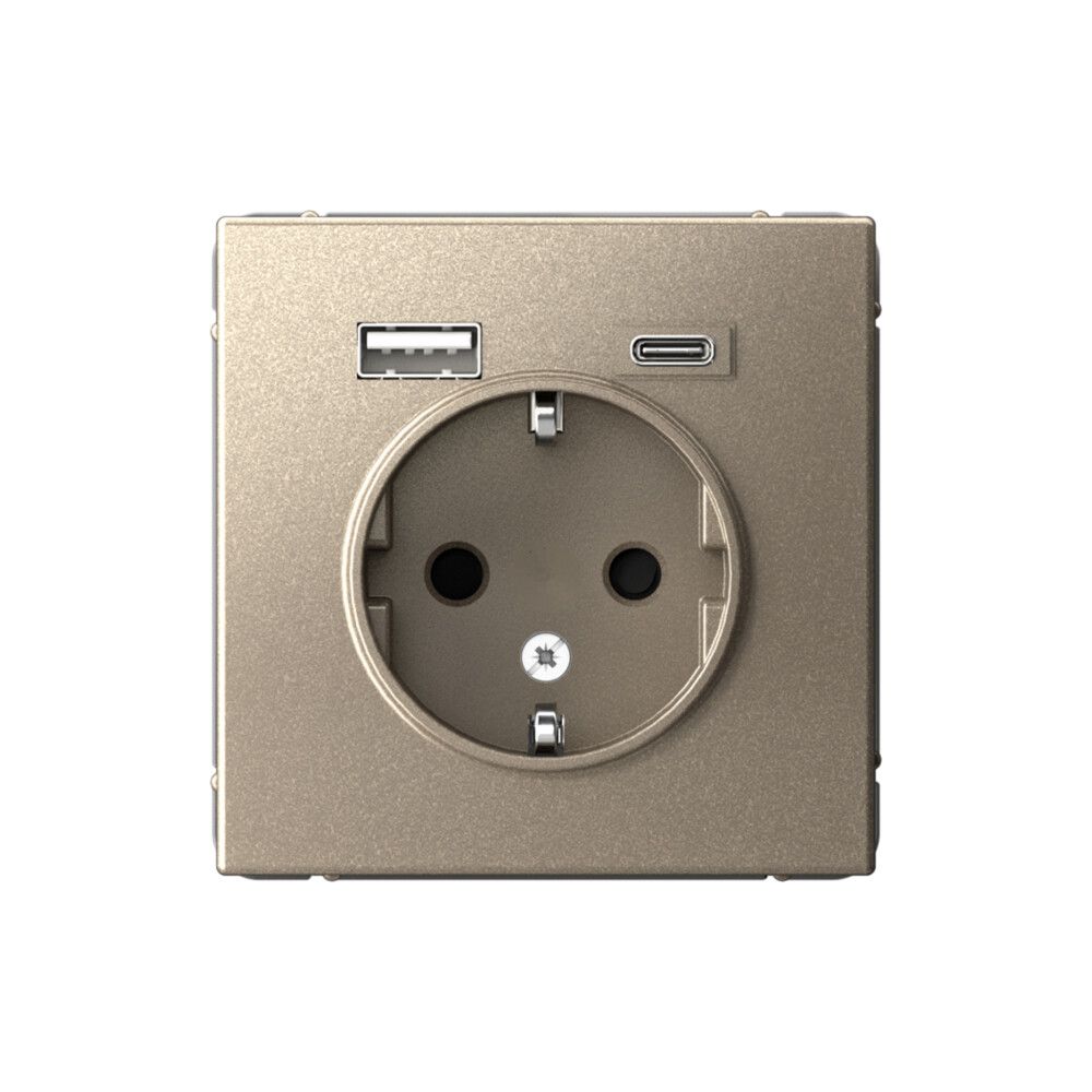 фото Механизм розетки ArtGallery 16А с 2-мя зар.устр. USB A+C 5В/2.4А/3А 2х5В/1.5А шампань GAL000532 SE от магазина Моя Электрика