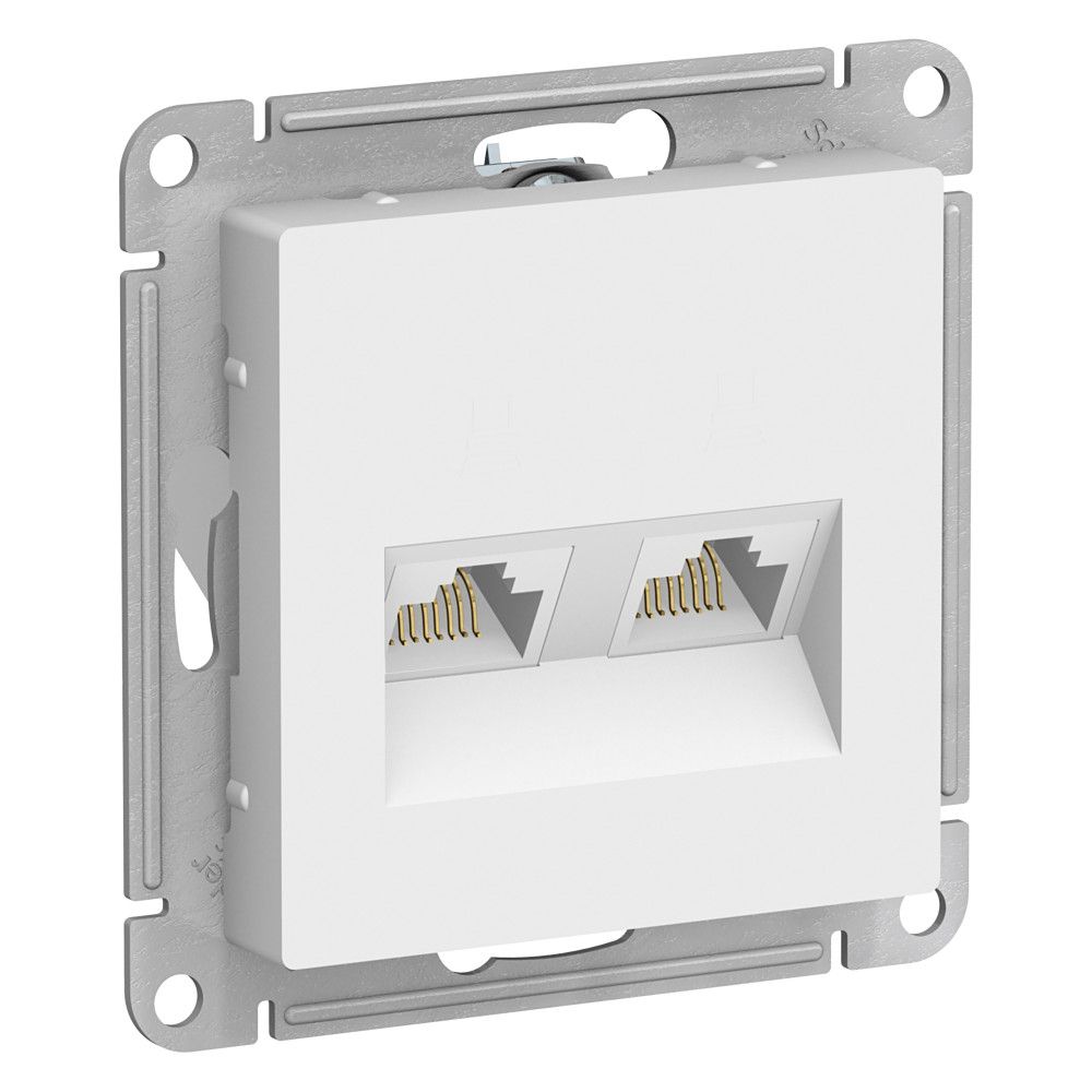 фото Механизм розетки двойная компьютерная RJ45+RJ45 кат.5E AtlasDesign белый ATN000185 SE от магазина Моя Электрика