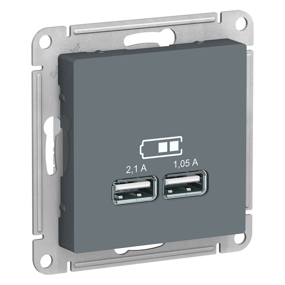 фото Механизм розетки USB 5В 1 порт x 2,1 А 2 порта х 1,05 А AtlasDesign грифель ATN000733 SE от магазина Моя Электрика