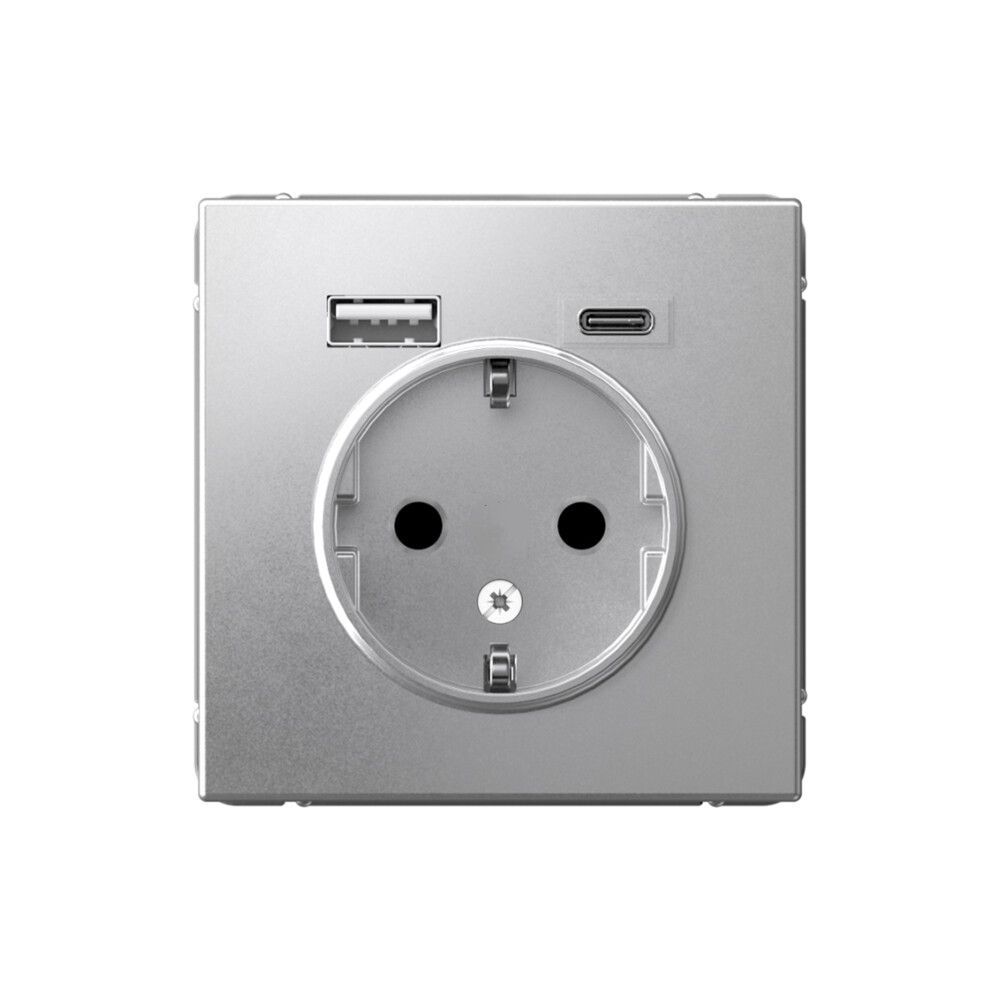 фото Механизм розетки ArtGallery 16А с 2-мя зар.устр. USB A+C 5В/2.4А/3А 2х5В/1.5А алюминий GAL000332 SE от магазина Моя Электрика