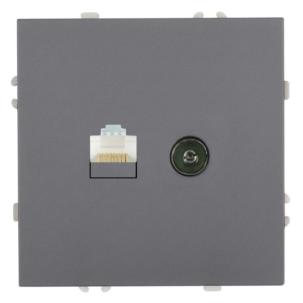 фото Механизм розетки TV + интернет RJ-45 Эмили платиново-серый soft touch 49950 Stekker от магазина Моя Электрика