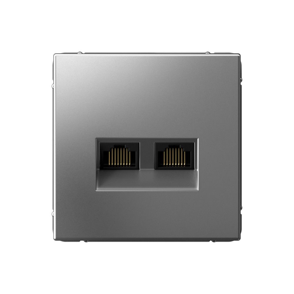 фото Механизм розетки двойная компьютерная ArtGallery RJ45+RJ45 кат. 6A сталь GAL000988 SE от магазина Моя Электрика