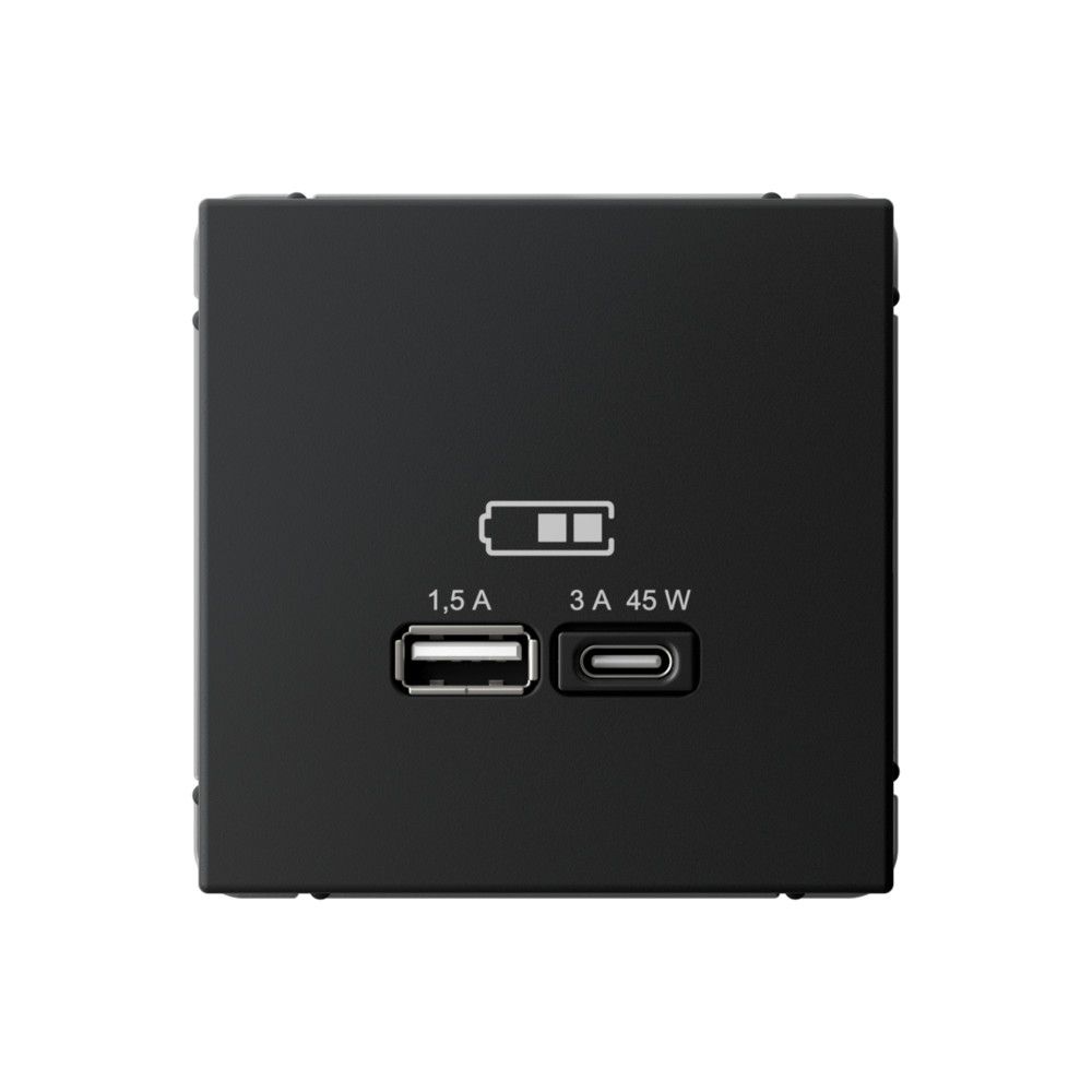 фото Механизм розетки USB ArtGallery тип A+C 45Вт QC PD высокоскор. ЗУ карбон GAL001029 SE от магазина Моя Электрика