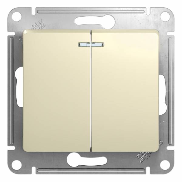 фото Механизм выключателя 2-кл. Glossa 10A с подсветкой бежевый SchE GSL000253 от магазина Моя Электрика