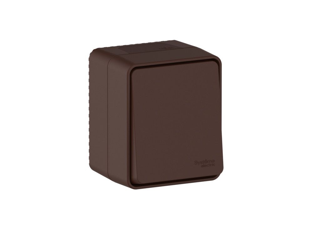 фото Выключатель 1-клав. кнопочный ОП AtlasDesign Profi IP54 сх.1 10а коричневый ATN546015 SE от магазина Моя Электрика