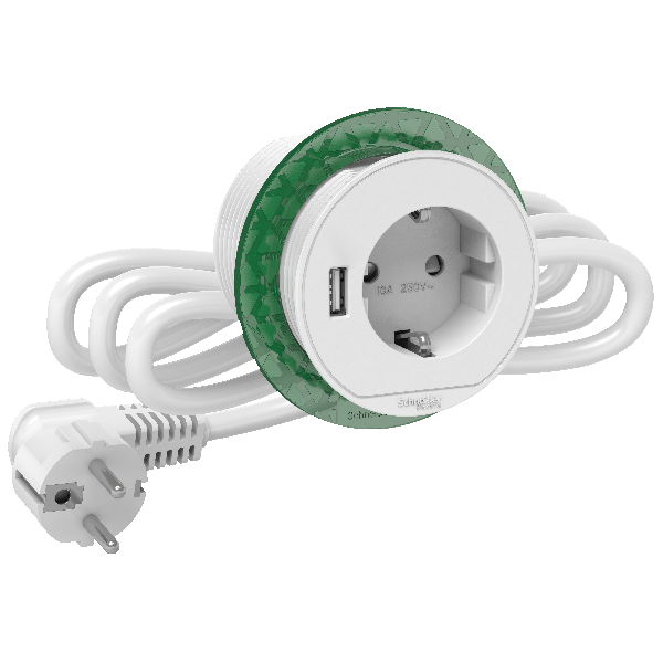 фото Блок розеточный (2к+з)+usb тип А Unica System+ белый +крышка SchE INS44004 от магазина Моя Электрика