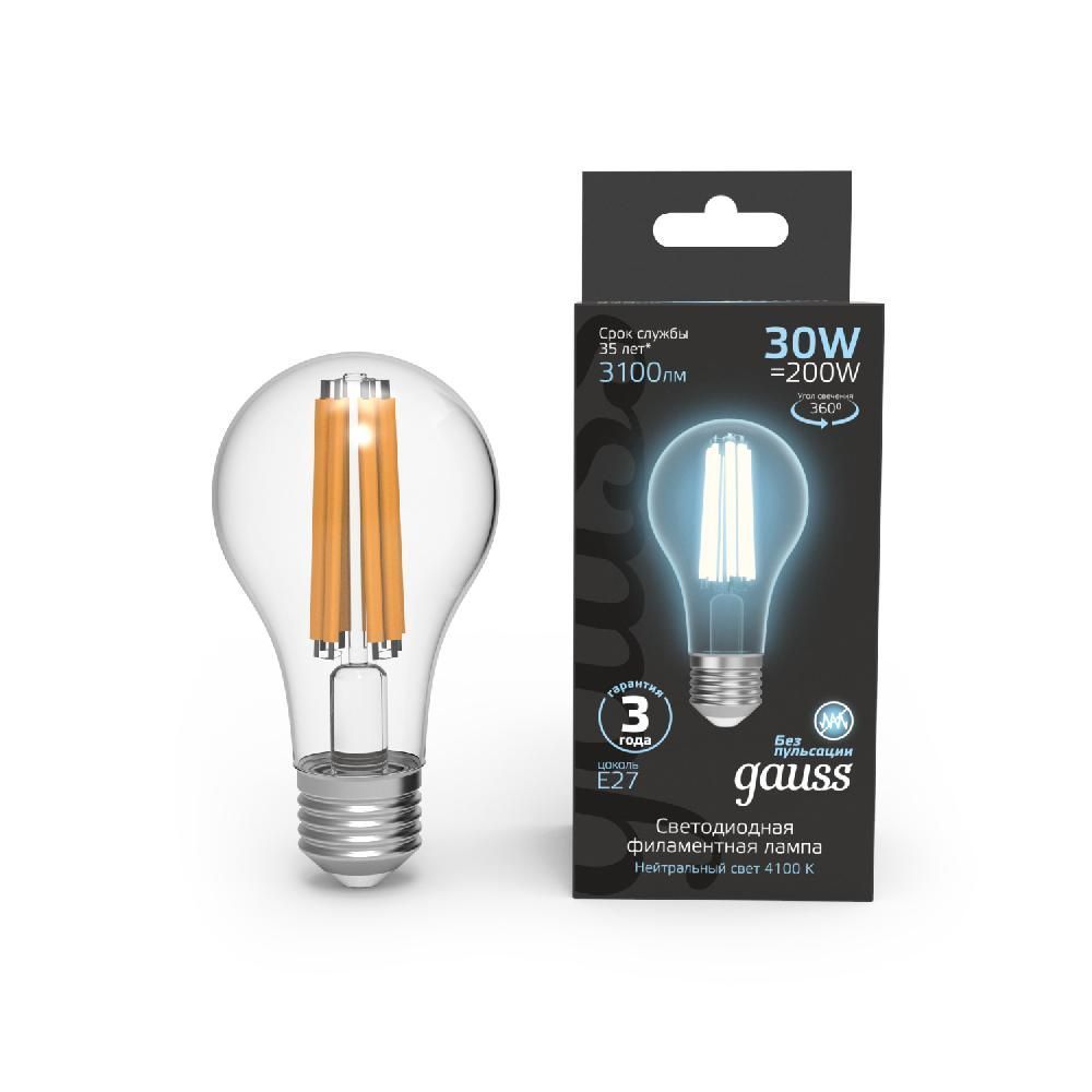 фото Лампа светодиодная А70 30W 3100lm 4100К Е27 102902230 Gauss Filament от магазина Моя Электрика