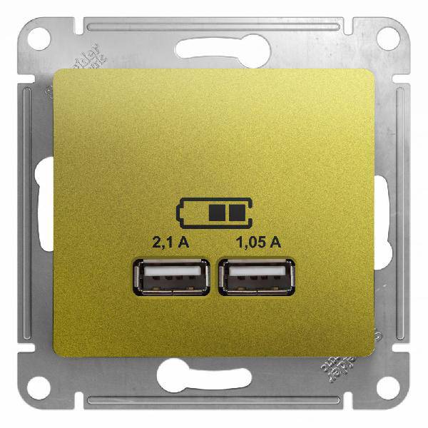 фото Механизм розетки USB 1-м Glossa 2х5В/1050мА антрацит GSL000733 SE от магазина Моя Электрика