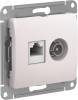 *Механизм розетки двойная ТВ + компьютерная RJ45, кат. 5Е Glossa перламутр SchE GSL000689