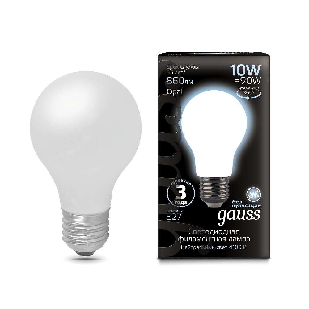 фото Лампа светодиодная А60 10W 860lm 4100К Е27 milky 102202210 Gauss Filament от магазина Моя Электрика