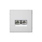 Механизм розетки интернет 2-ая RJ45+RJ4. кат. 5.  сталь ArtGallery GAL000985 SE