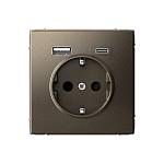 Механизм розетки ArtGallery 16А с 2-мя заряд.устр. USB A+C 5В/2.4А/3А 2х5В/1.5А мокко GAL000632 SE