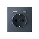 Механизм розетки ArtGallery 16А с 2-мя заряд.устр. USB A+C 5В/2.4А/3А 2х5В/1.5А грифель GAL000732 SE