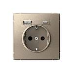 Механизм розетки ArtGallery 16А с 2-мя зар.устр. USB A+C 5В/2.4А/3А 2х5В/1.5А шампань GAL000532 SE