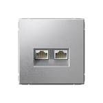Механизм розетки двойная компьютерная ArtGallery RJ45+RJ45 кат. 6A алюминий GAL000388 SE