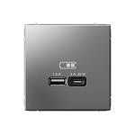 Механизм розетки USB ArtGallery тип A+C 45Вт QC PD высокоскор. ЗУ сталь GAL000929 SE