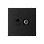 Механизм розетки компьютерная + телевизионная 2-м ArtGallery RJ45 + TV кат.5E карбон GAL001089 SE