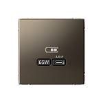 Механизм розетки USB ArtGallery тип C 65Вт QC PD высокоскор. ЗУ мокко GAL000627 SE