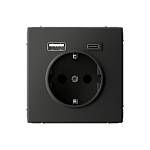 Механизм розетки ArtGallery 16А с 2-мя заряд.устр. USB A+C 5В/2.4А/3А 2х5В/1.5А базальт GAL001432 SE
