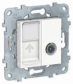 Механизм розетки TV одиночная + комп. RJ45 кат.6 UTP, 1 модуль Unica New белый SchE NU547018