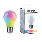 Лампа светодиодная LB-375 E27 3W матовый RGB плавная сменая цвета  38118 Feron