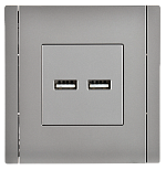 Механизм розетки USB A+A 3,1А FP549 Forte&Piano сталь FP-U21-D31-K46 IEK