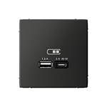 Механизм розетки USB ArtGallery тип A+C 45Вт QC PD высокоскор. ЗУ базальт GAL001429 SE