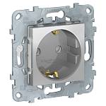 Механизм розетки с/з со шторками, винт. зажим, 16А, 250В Unica New алюминий SchE NU503730