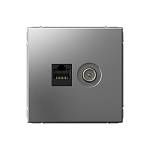 Механизм розетки компьютерная + телевизионная 2-м ArtGallery RJ45 + TV кат.5E сталь GAL000989 SE