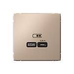 Механизм розетки USB ArtGallery тип C 65Вт QC PD высокоскор. ЗУ песочный GAL001227 SE
