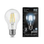Лампа светодиодная А60 8W 780lm 4100К Е27 102802208 Gauss Filament