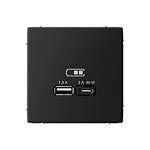 Механизм розетки USB ArtGallery тип A+C 45Вт QC PD высокоскор. ЗУ карбон GAL001029 SE