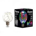 Лампа светодиодная декоративная 3W Е27 RGB G80 LB-381 41676 Feron
