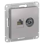 Механизм розетки двойная комп+ТВ RJ45+TV кат.5E AtlasDesign алюминий ATN000389 SE
