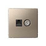 Механизм розетки компьютерная + телевизионная 2-м ArtGallery RJ45 + TV кат.5E шампань GAL000589 SE